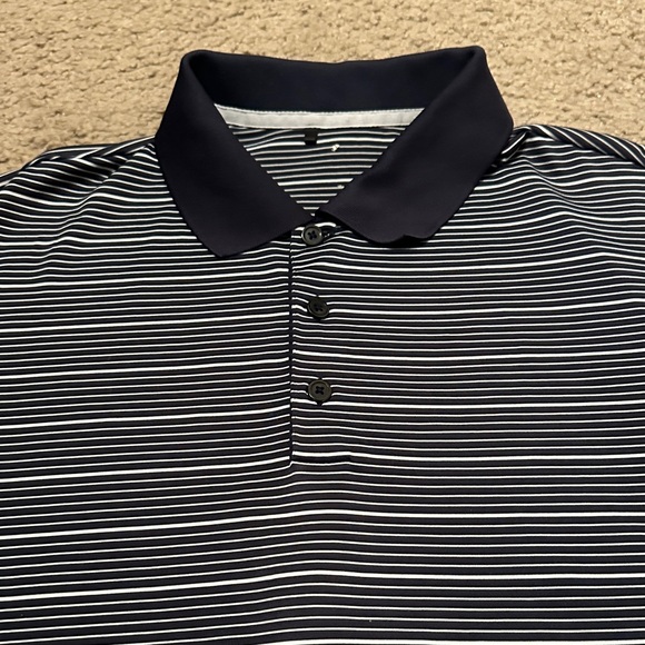 Adidas Climalite Mens Short Sleeve Golf Polo Shirt Navy White Striped Size XXL - Picture 3 of 5